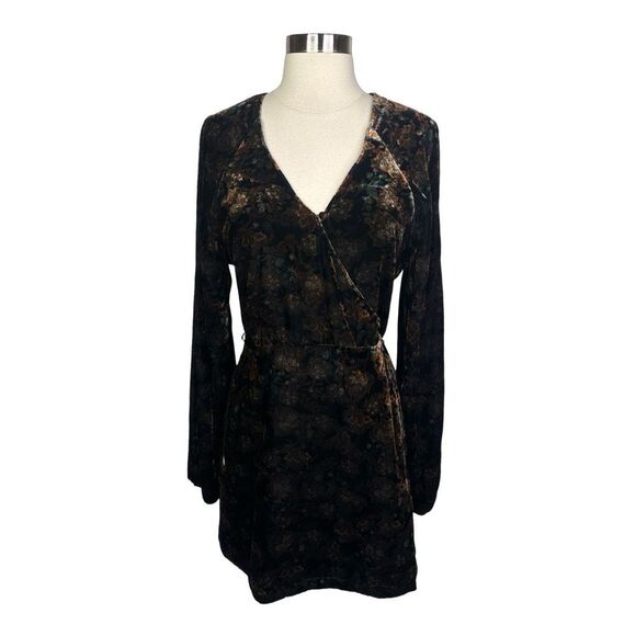 Chelsea & Violet Crushed Velvet Boho Wrap Dress - Size Large - Picture 1 of 5